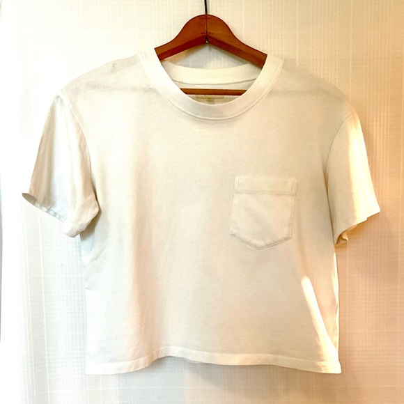 Madewell Tops - Madewell Off-White Pocket Crop Top